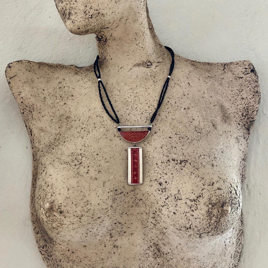 Necklace, red stone
